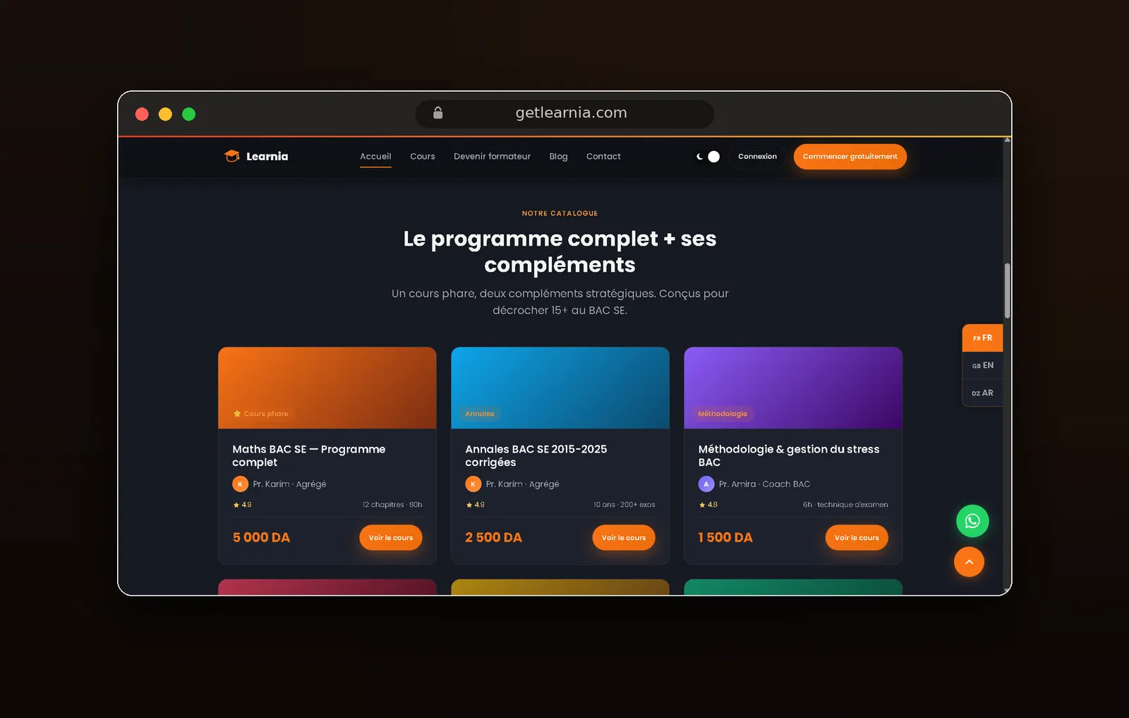 Catalogue de cours Learnia